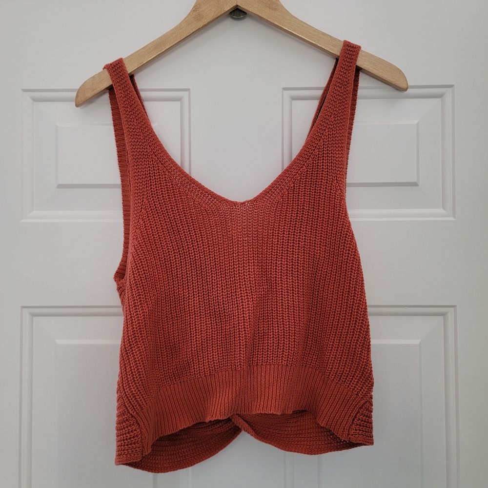 Women's Lulus Lets Get Away Knit Twist  Back Tank Top Rust Red Size Large - Picture 3 of 9